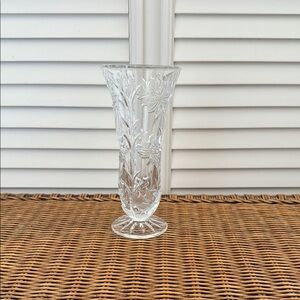 Glass Vase with Etched Leaf Design
